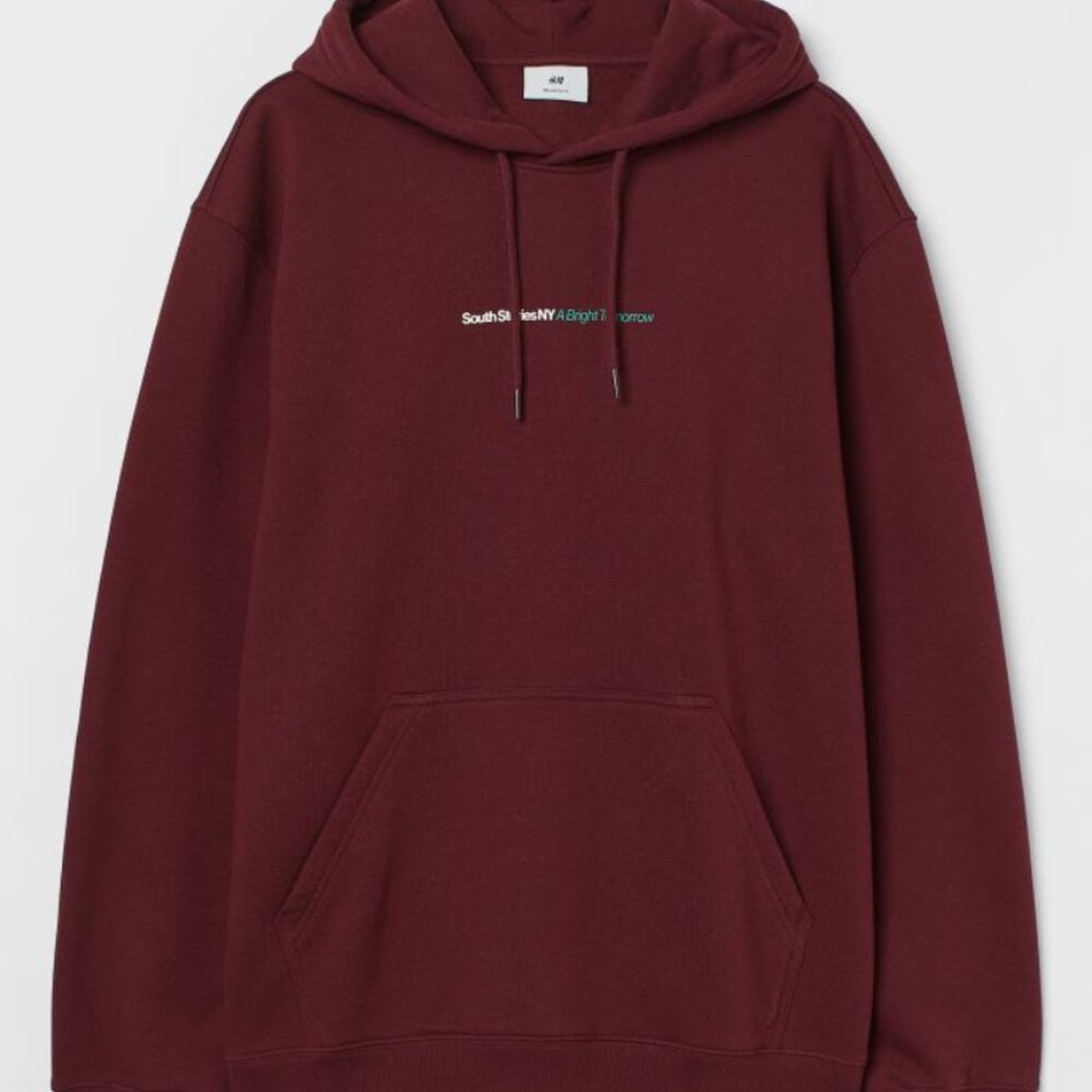 H&M South Stories NY A Bright Tomorrow Hoodie Burgundy color Size Small